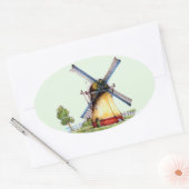 Oude Wereld Nederlandse Windmolen Ovale Sticker (Envelop)
