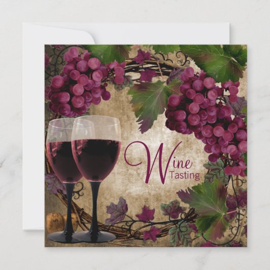 Oude Wereld  Rode Groene Druiven Wijnproeverij Kaart (Voorkant)