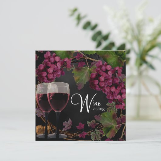 Oude Wereld Rode Groene Druiven Wijnproeverij Kaart (Staand voorkant)