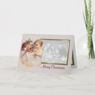 Oude Wereld Santa & Cherub - Verzen Feestdagen Kaart