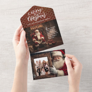 Oude Wereld Santa Holding Portret   Luxe foto All In One Uitnodiging