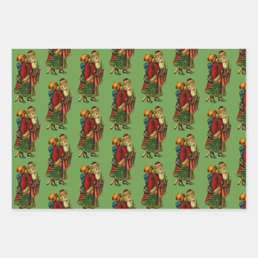  Oude Wereld Santas Inpakpapier Vel (Voorkant)