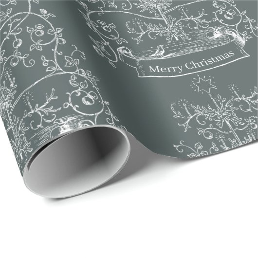 Oude Wereld Traditionele Kerstmis Cadeaupapier (Rol Hoek)