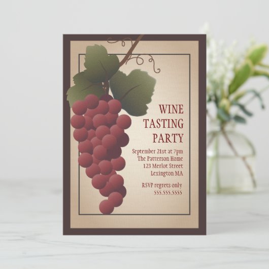 Oude Wereld Tuscan Grapevine Wine Tasting Party Kaart (Staand voorkant)