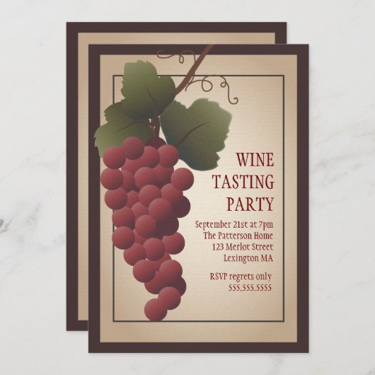 Oude Wereld Tuscan Grapevine Wine Tasting Party Kaart (Voorkant / Achterkant)