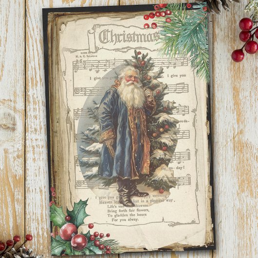 Oude Wereld Vader Kerst & Bladmuziek Decoupage Tissuepapier