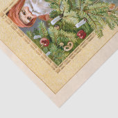 Oude Wereld Vader Kerstmis en Versierde Boom Tissuepapier (Detail)