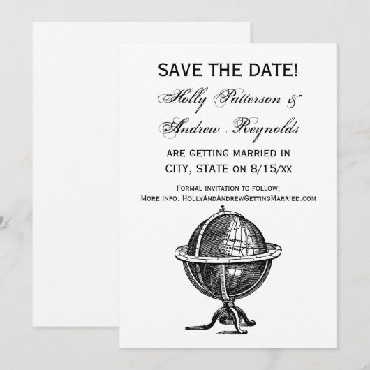 Oude Wereldbol Lithografie Tekening Zwart-Wit Kaart (Voorkant / Achterkant)