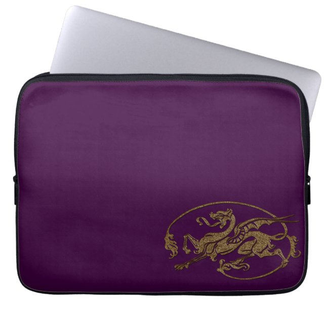  Oude Werelddraak over Paars Laptop Sleeve (Voorkant)