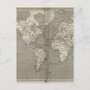 Oude wereldkaart 1820 briefkaart