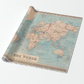 Oude Wereldkaart (1876) Cadeaupapier (Uitgerold)