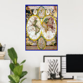 Oude wereldkaart 2 poster (Thuiskantoor)