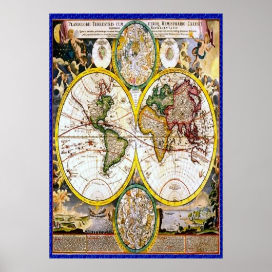 Oude wereldkaart 2 poster (Voorkant)