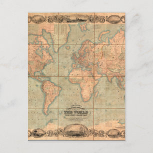 Oude Wereldkaart 4 Briefkaart