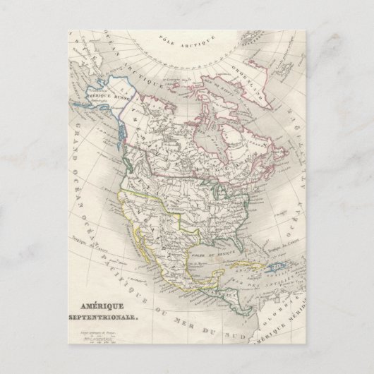  oude wereldkaart - Amerika Briefkaart (Voorkant)