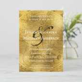 Oude Wereldkaart Antiek goud Save The Date (Staand voorkant)