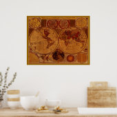 OUDE WERELDKAART Art Poster (Keuken)