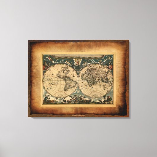 Oude Wereldkaart Art Poster Canvas Afdruk (Voorkant)