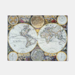 Oude Wereldkaart, Atlas Maritimus door John Seller Deurmat