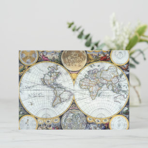 Oude Wereldkaart, Atlas Maritimus door John Seller Kaart