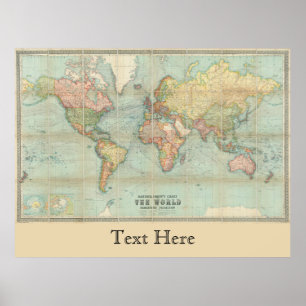 Oude Wereldkaart Bartholomew's wereldkaart Poster