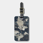 Oude Wereldkaart blauw Bagagelabel (Voorkant verticaal)