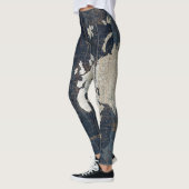 Oude Wereldkaart blauw Leggings (Links)