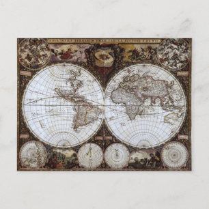 Oude Wereldkaart Briefkaart