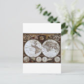 Oude Wereldkaart Briefkaart (Staand voorkant)