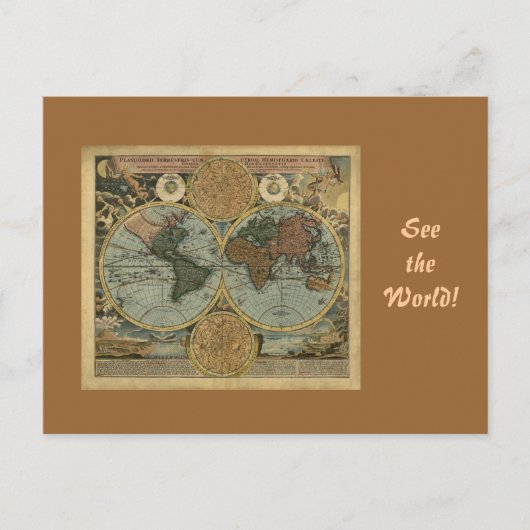 Oude Wereldkaart cadeaus Briefkaart (Voorkant)