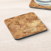 Oude Wereldkaart  Cork Onderzetters (Linkerzijde)