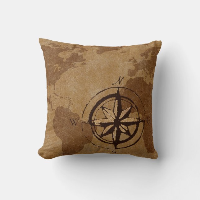 Oude Wereldkaart Decor Pillow Kussen (Voorkant)