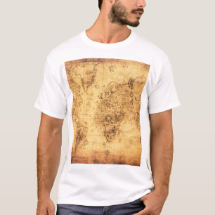 Oude Wereldkaart: gebrandschilderd perkament T-shirt