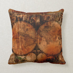 Oude Wereldkaart Grunge Decor Kussen