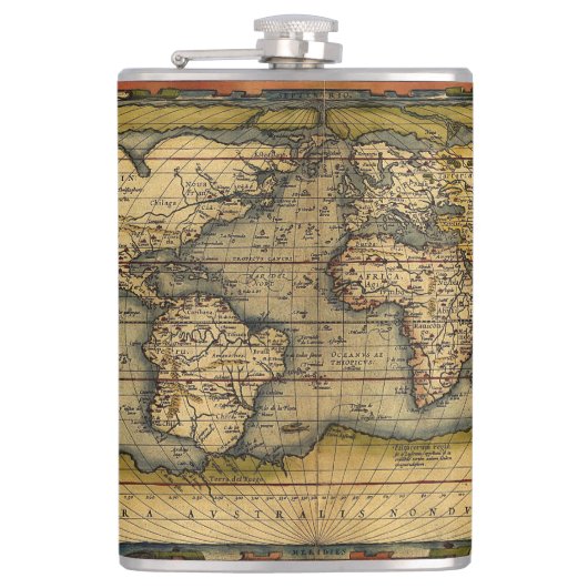 Oude Wereldkaart Heupfles (Voorkant)