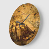 Oude Wereldkaart Muur Grote Klok (Hoek)