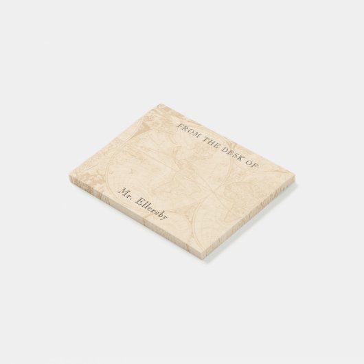 Oude Wereldkaart Naam 4x3 toevoegen Post-it® Notes (Schuin)