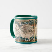 oude Wereldkaart plezier Drink Mok (Voorkant links)