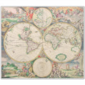 Oude Wereldkaart Sticker (Voorkant)