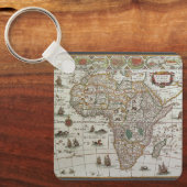 Oude Wereldkaart van Afrika door Blaeu, circa 1635 Sleutelhanger (Voorkant)