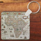 Oude Wereldkaart van Afrika door Blaeu, circa 1635 Sleutelhanger (Achterkant)