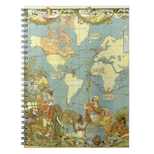Oude Wereldkaart van het Britse Rijk, 1886 Notitieboek