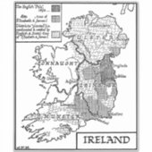  oude Wereldkaart van Ierland kunst Sticker (Voorkant)