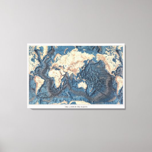 Oude Wereldkaart Vloer van de Oceanen Canvas Afdruk (Voorkant)
