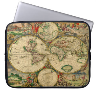 oude wereldkaarten Antiek kaarten Laptop Sleeve