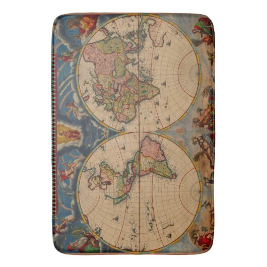  oude wereldkaarten badmat (Voorkant Verticaal)