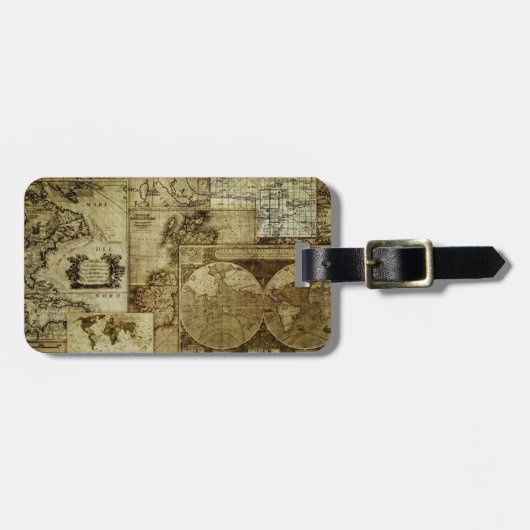  oude wereldkaarten en Antiek kaarten Bagagelabel (Voorkant horizontaal)