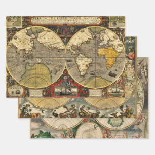 Oude Wereldkaarten Inpakpapier Vel