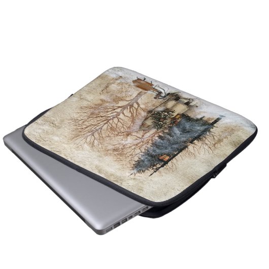 Oude wereldkerstman met geleide projectweg laptop sleeve (Voorkant onderkant)