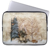 Oude wereldkerstman met geleide projectweg laptop sleeve (Voorkant)